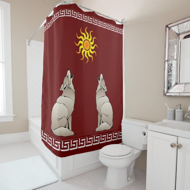 RIDEAUX DE DOUCHE LES COYOTES DE BÉNÉFICE D'UN SOLEIL DU SUD-OUEST (En situation)