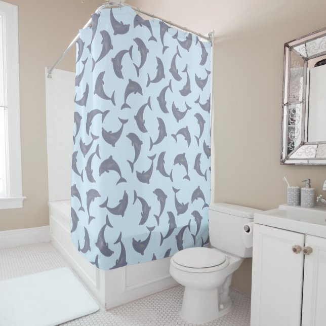 Rideaux De Douche Les dauphins dans le Motif marin (En situation)