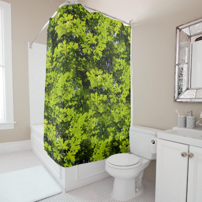 Rideaux De Douche Les Feuilles de la forêt (En situation)