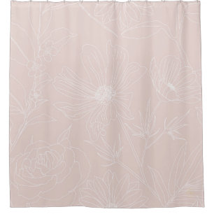 Rideaux De Douche Les fleurs blanches à la mode esquissent le desig