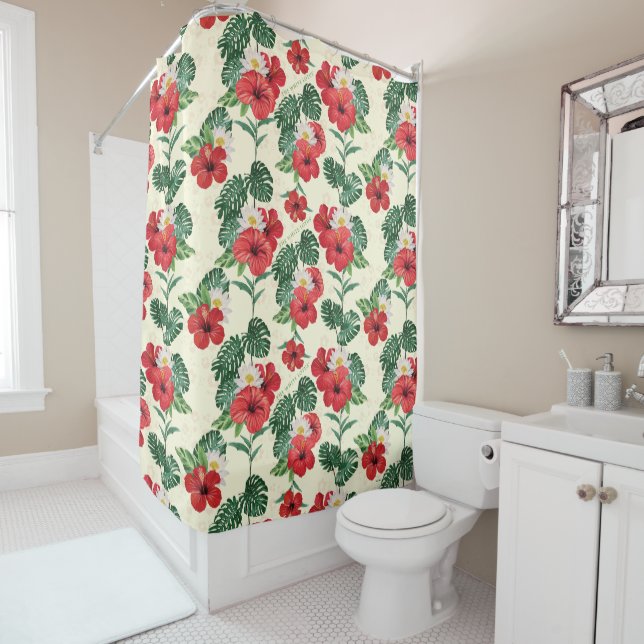 Rideaux De Douche Les fleurs tropicales du Lotus Blanc (En situation)