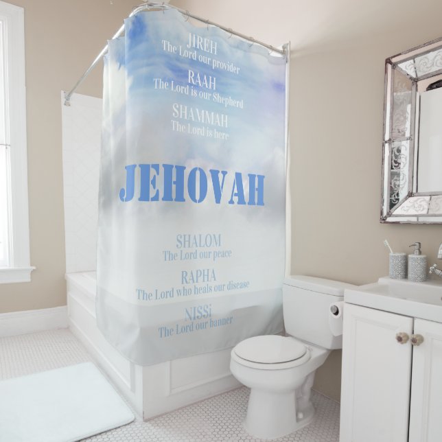 Rideaux De Douche Les noms de Dieu JIREH SHALOM RAPHA (En situation)