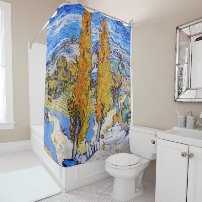 Rideaux De Douche Les peupliers de Saint-Rémy, Van Gogh (En situation)