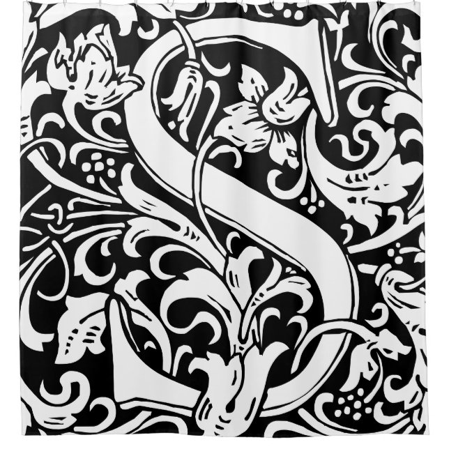 Rideaux De Douche LETTRE Florale Alphabet MONOGRAPHIQUE S Classique (Devant)