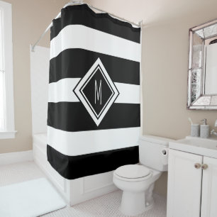Rideaux De Douche LETTRE MONOGRAPHIQUE NOIR ET BLANC Moderne