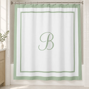 Rideaux De Douche LETTRE MONOGRAPHIQUE STYLE VERT Sage Élégant