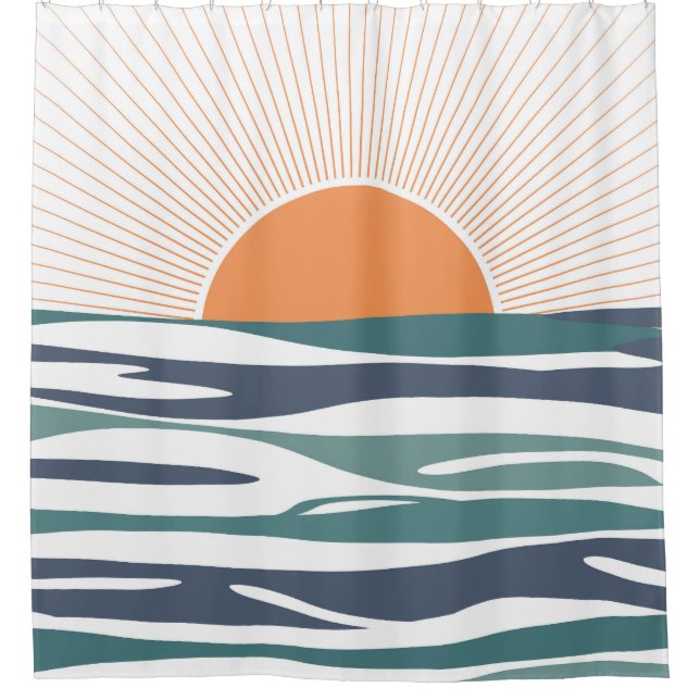 Rideaux De Douche Lever du soleil au bord de la mer (Devant)