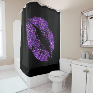 Rideaux De Douche Lèvres à Parties scintillant violette #5