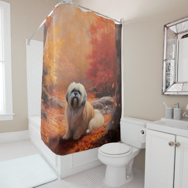 Rideaux De Douche Lhassa Apso à l'automne Leaves automne Inspire (En situation)