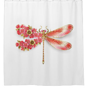 Rideaux De Douche libellule de fleurs avec sakura de bijoux