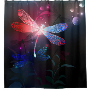Rideaux De Douche libellule rouge brillante