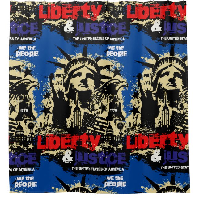 Rideaux De Douche Liberty & Justice. Statue de la Liberté, USA (Devant)