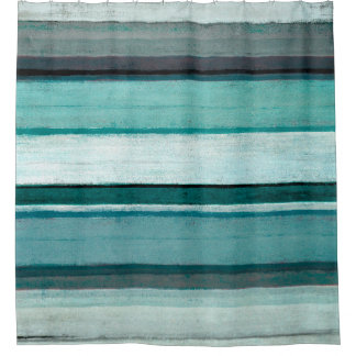 Rideaux De Douche "Lien" Teal et art abstrait gris