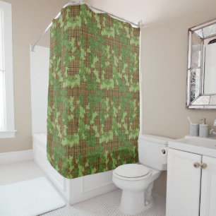 Rideaux De Douche Lierre vert sur plaid doré noir