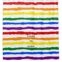 Rideaux De Douche Lignes arc-en-ciel avec texte personnalisé