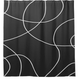 Rideaux De Douche Lignes blanches sur noir
