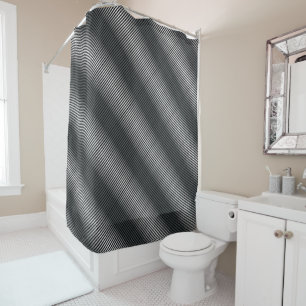 Rideaux De Douche Lignes de gris noir et blanc ultra minces