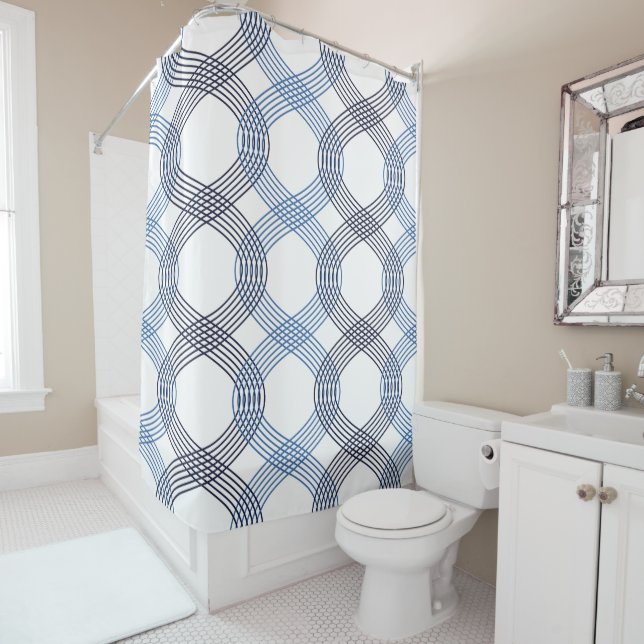 Rideaux De Douche Lignes d'enclenchement bleu marine, Cobalt (En situation)