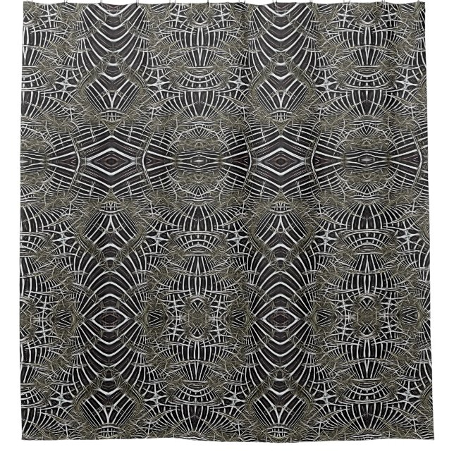 Rideaux De Douche Lignes funky Miroir Fractal Tribal Style Motif (Devant)