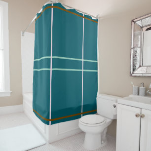 Rideaux De Douche Lignes géométriques Brown roses foncées et Turquoi
