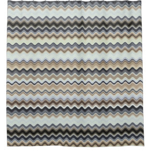 Rideaux De Douche Lignes ondulées - Brown clair/Sable/Beige/Turquois