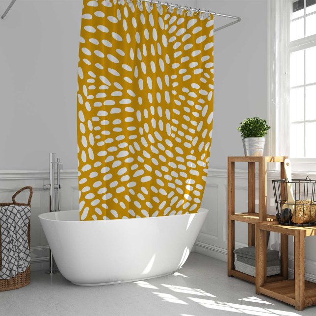 Rideaux De Douche Lignes pointillées brûlé motif jaune (Créateur téléchargé)