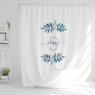 Rideaux De Douche Lilac Aquarelle Florale Monogramme
