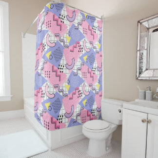 Rideaux De Douche Lilac rose actif des années 80 Memphis