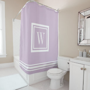 Rideaux De Douche Lilac violet et blanc Carré classique Monogramme
