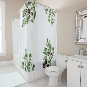 Rideaux De Douche L'île méditerranéenne grecque Feuille d'olive