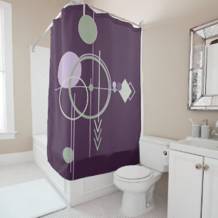 Rideaux De Douche Linework de tatouage   Bohemian Purple Green Abstr