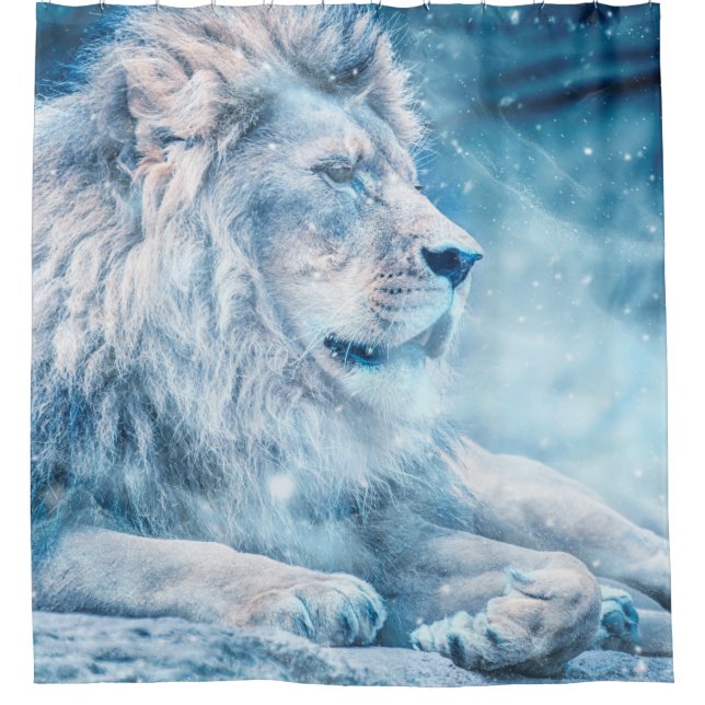 Rideaux De Douche Lion neige couché animal d'art (Devant)