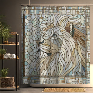 Rideaux De Douche Lion Portrait Mosaic Art