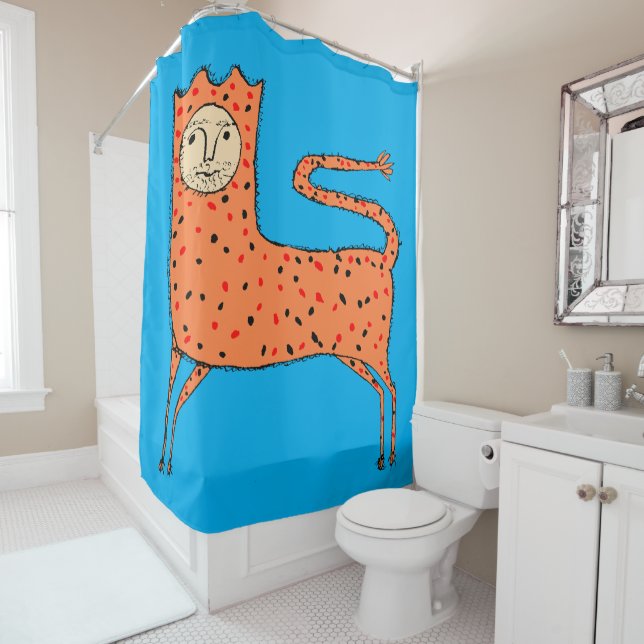 Rideaux De Douche Lion primitif anglais du 18e siècle (En situation)