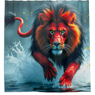 Rideaux De Douche Lion rouge et noir