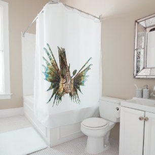 Rideaux De Douche Lionfish - Conception abstraite - Découpe d'une ph