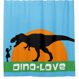 Rideaux De Douche Little girl and dinosaur