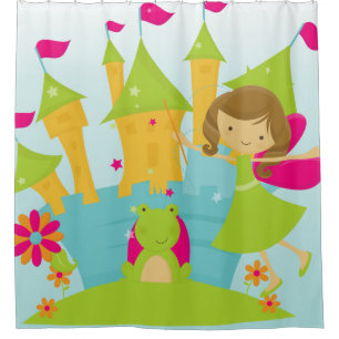 Rideaux De Douche Little Princess et Frog Prince Castle Fairytales