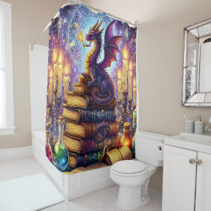 Rideaux De Douche Livres de sorcier de dragon mystique