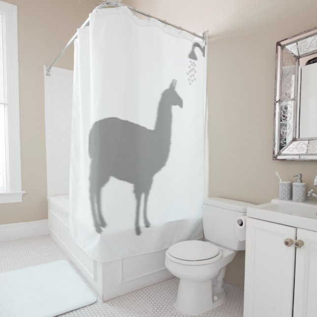 Rideaux De Douche Llama Alpaca Funny Silhouette Ombre Derrière (En situation)