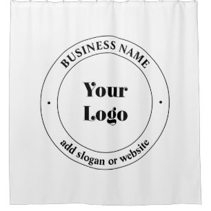Rideaux De Douche Logo d'entreprise et texte promotionnel Blanc