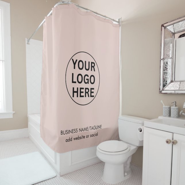 Rideaux De Douche Logo et texte promotionnels Blush Pink Business (En situation)