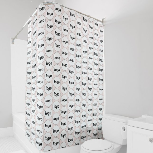Rideaux De Douche Logo Motif d'entreprise promotionnel Blush Pink (Simple logo pattern business branding promotional shower curtain)