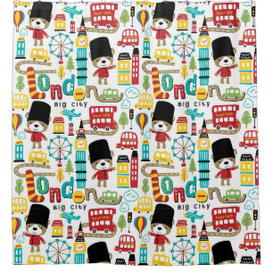 Rideaux De Douche Londres Big City Et Bear Guard Motif