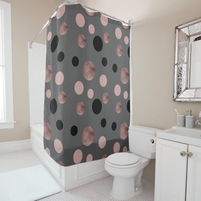 Rideaux De Douche l'or rose de faux élégant rougissent les cercles (En situation)