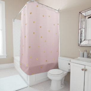 Rideaux De Douche L'or rougissent les coeurs roses d'Ombre
