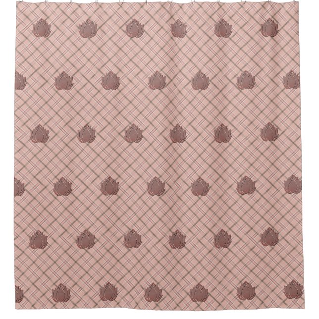 Rideaux De Douche Lotus blossom on a tartan (Devant)
