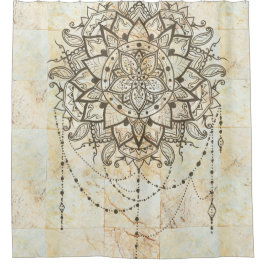 Rideaux De Douche Lotus mandala sur carreaux de céramique