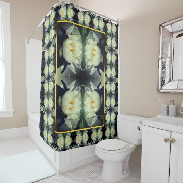 Rideaux De Douche Lotus Water Lily Flower Abstrait (En situation)