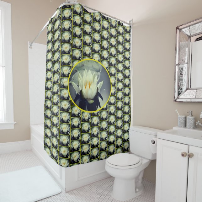 Rideaux De Douche Lotus Water Lily Motif (En situation)